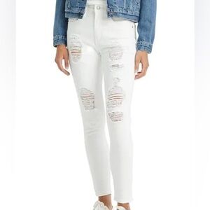 Levi’s straight rise white distressed jeans